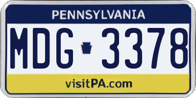 PA license plate MDG3378