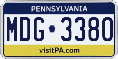 PA license plate MDG3380