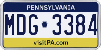PA license plate MDG3384