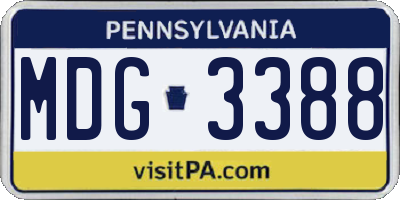 PA license plate MDG3388