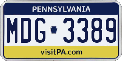 PA license plate MDG3389