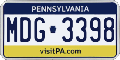 PA license plate MDG3398