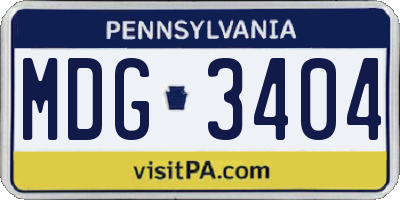 PA license plate MDG3404