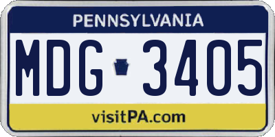 PA license plate MDG3405