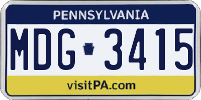 PA license plate MDG3415
