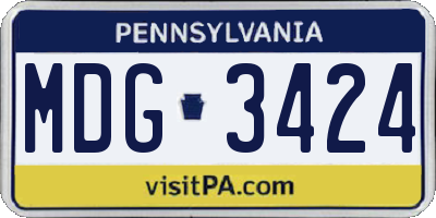 PA license plate MDG3424