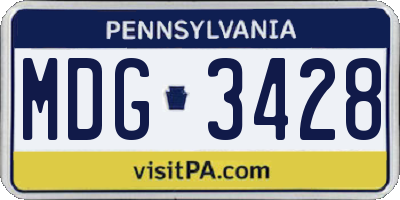 PA license plate MDG3428