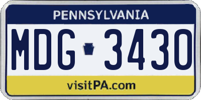 PA license plate MDG3430