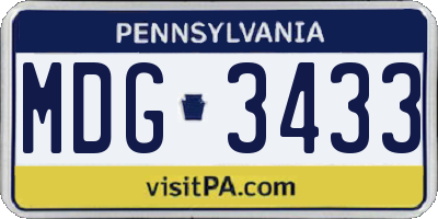 PA license plate MDG3433