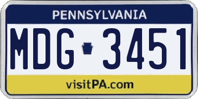 PA license plate MDG3451