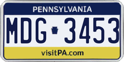 PA license plate MDG3453