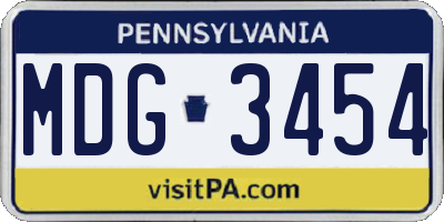 PA license plate MDG3454