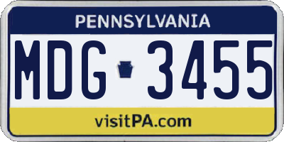 PA license plate MDG3455