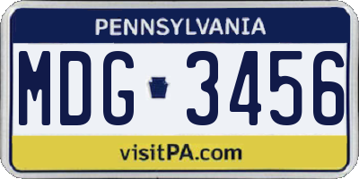 PA license plate MDG3456