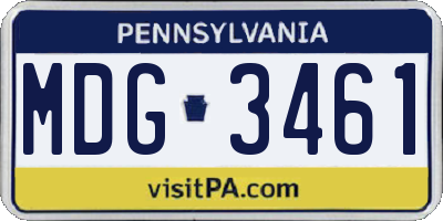 PA license plate MDG3461
