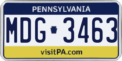 PA license plate MDG3463
