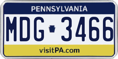 PA license plate MDG3466