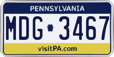 PA license plate MDG3467