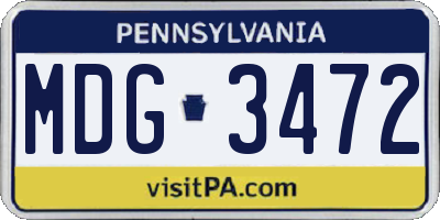 PA license plate MDG3472