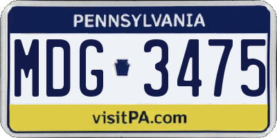PA license plate MDG3475
