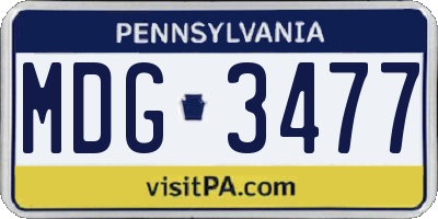 PA license plate MDG3477