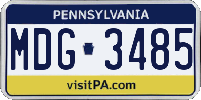 PA license plate MDG3485
