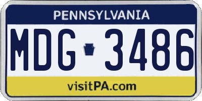 PA license plate MDG3486