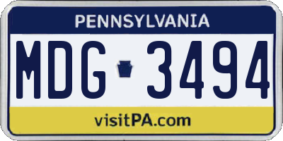 PA license plate MDG3494