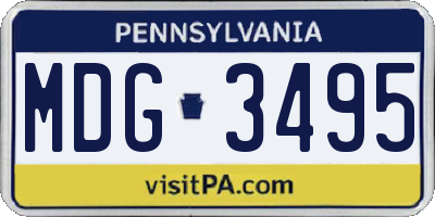 PA license plate MDG3495