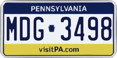 PA license plate MDG3498