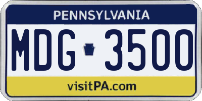 PA license plate MDG3500