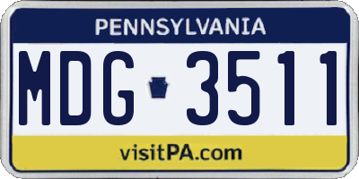 PA license plate MDG3511