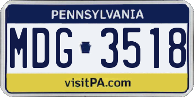 PA license plate MDG3518