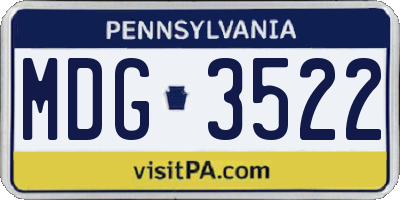 PA license plate MDG3522