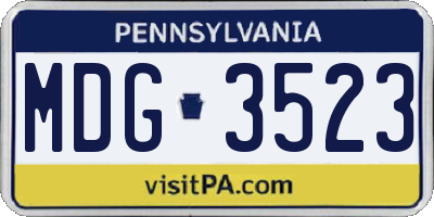 PA license plate MDG3523