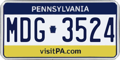 PA license plate MDG3524
