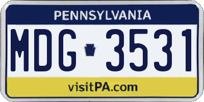 PA license plate MDG3531