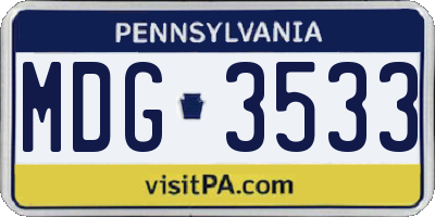 PA license plate MDG3533