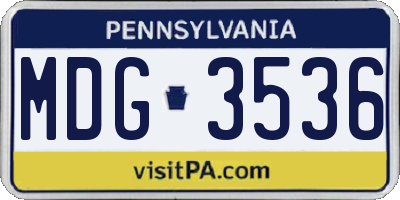 PA license plate MDG3536