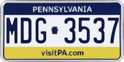PA license plate MDG3537