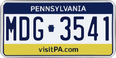 PA license plate MDG3541