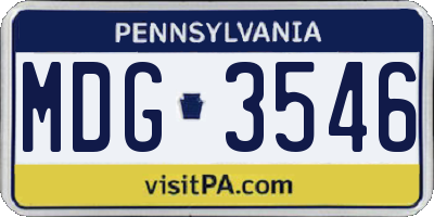 PA license plate MDG3546