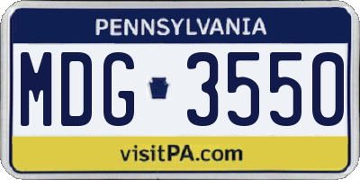 PA license plate MDG3550