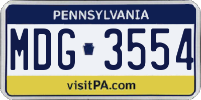 PA license plate MDG3554