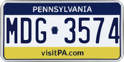 PA license plate MDG3574