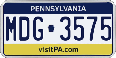 PA license plate MDG3575