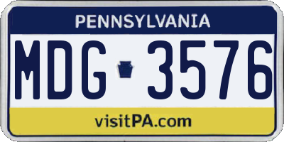 PA license plate MDG3576