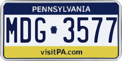 PA license plate MDG3577