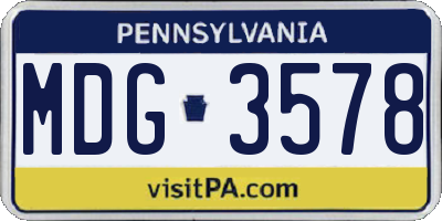 PA license plate MDG3578