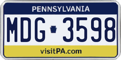 PA license plate MDG3598